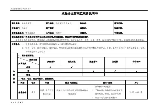 成品仓主管职位说明书 _Fixed