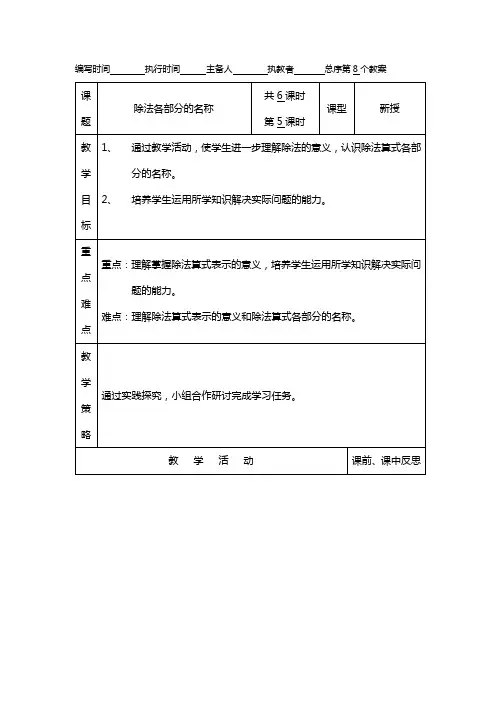 除法各部分名称