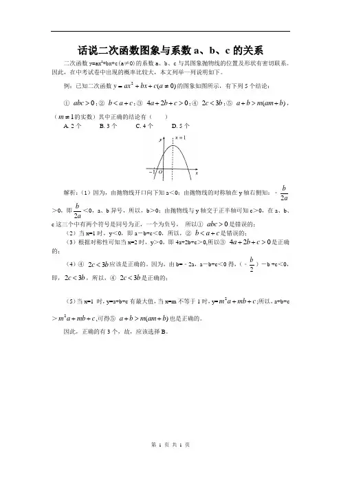 话说二次函数图象与系数a、b、c的关系