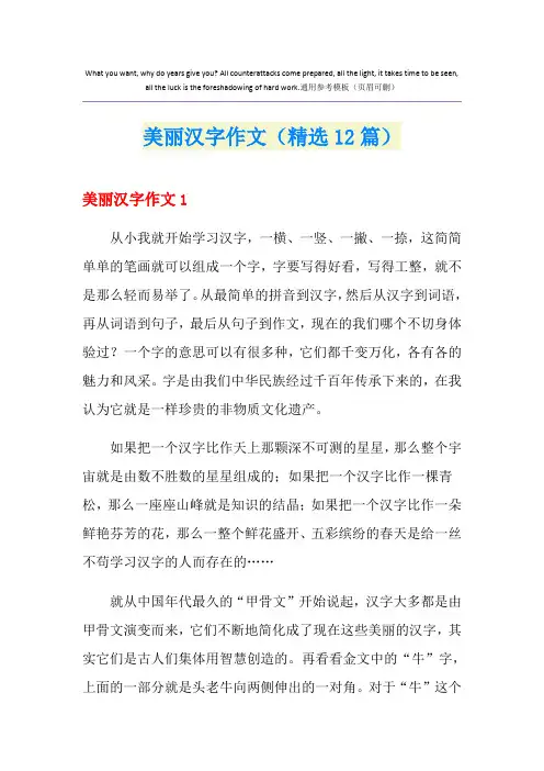 美丽汉字作文(精选12篇)