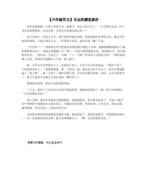 【六年级作文】自由的感觉真好