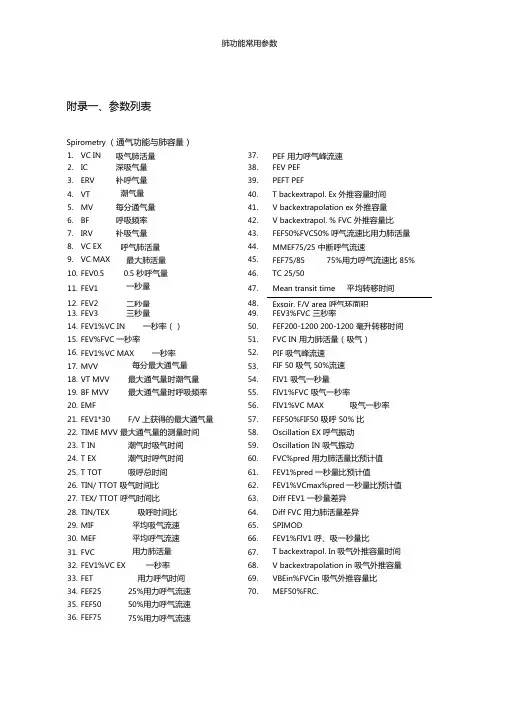 肺功能常用参数