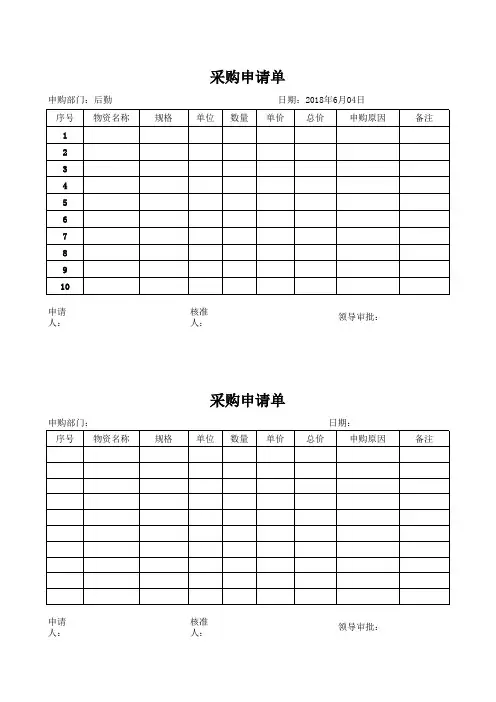 采购申请单