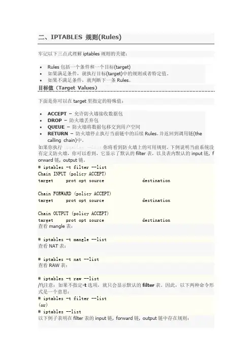 IPTABLES 规则(Rules)