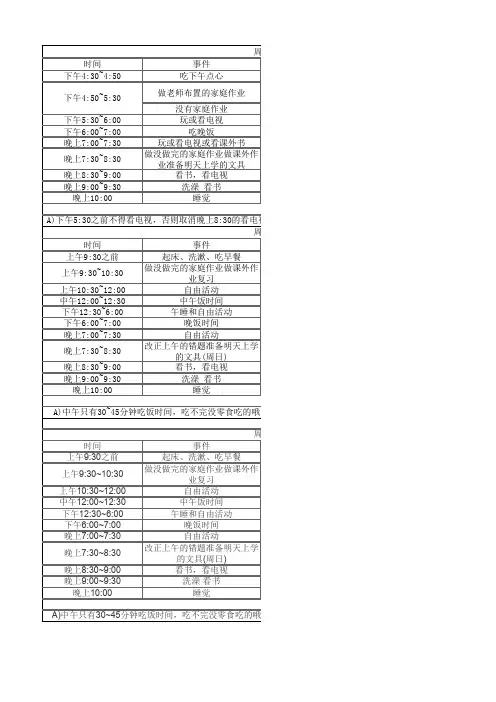 学习计划表模板