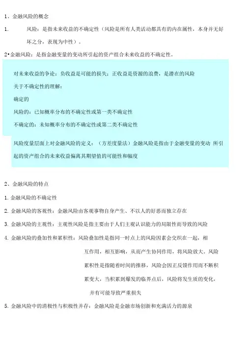 金融风险的基本概念