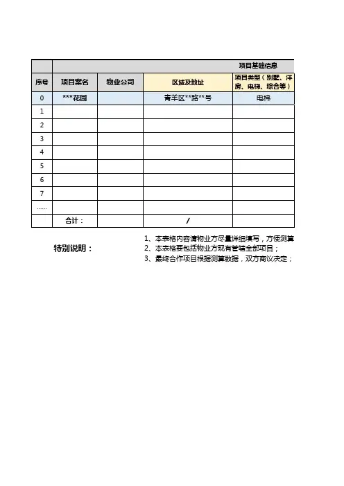 物业项目数据统计表-模版