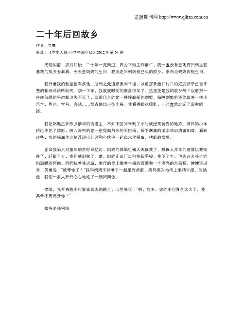 二十年后回故乡