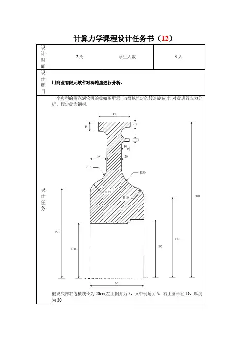 计算力学课程设计任务书