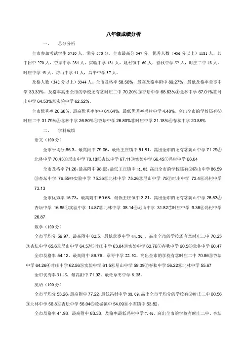 八年级成绩分析