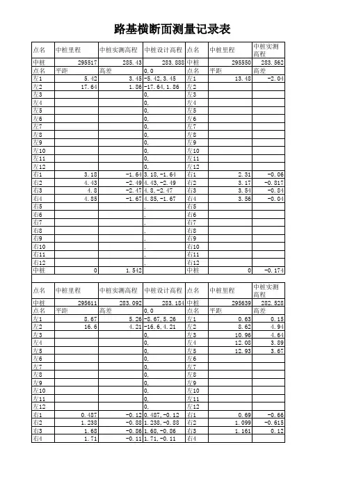 路基横断面复核记录表
