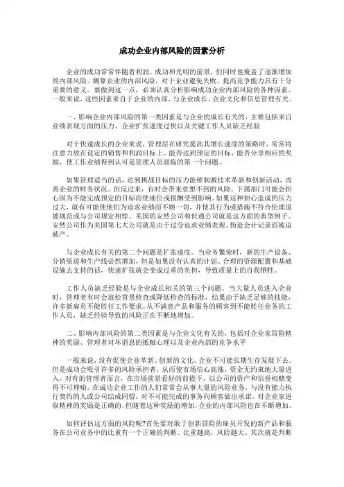 成功企业内部风险的因素分析