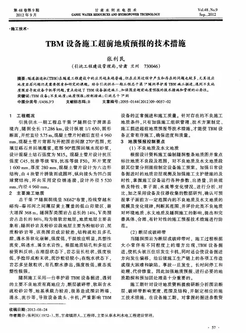 TBM设备施工超前地质预报的技术措施