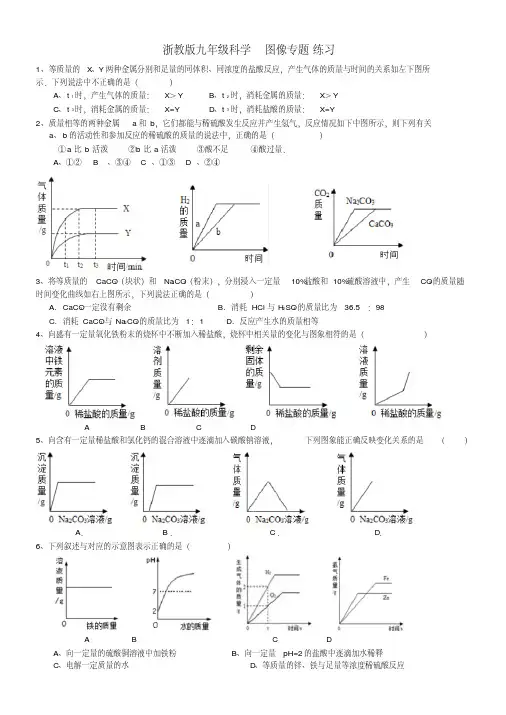 浙教版中考科学复习图像专题练习