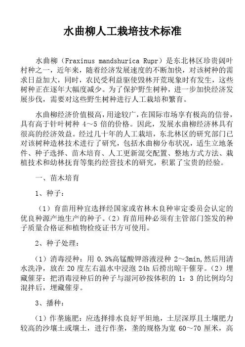 水曲柳人工栽培技术标准