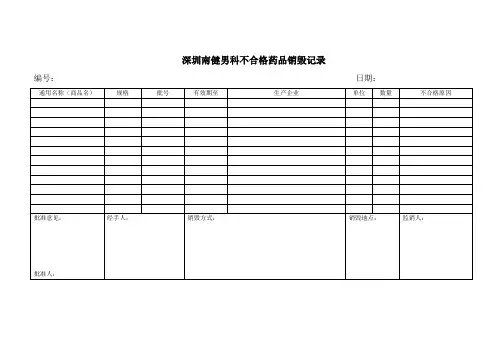 深圳南健男科不合格药品销毁记录