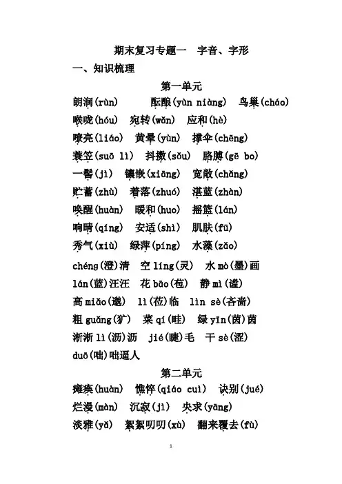 期末复习专题1 字音、字形