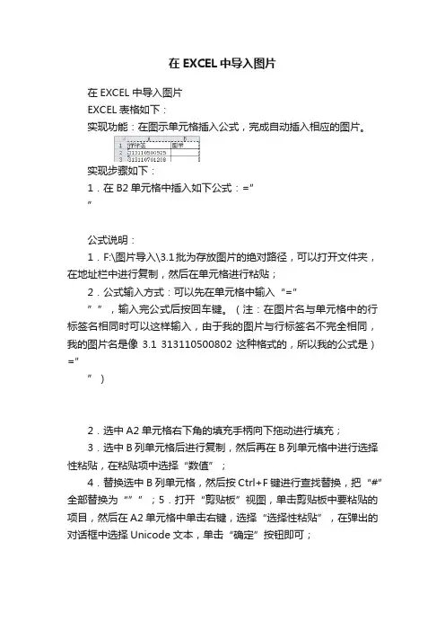 在EXCEL中导入图片