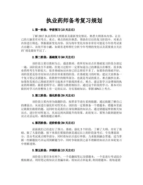 执业药师备考复习规划