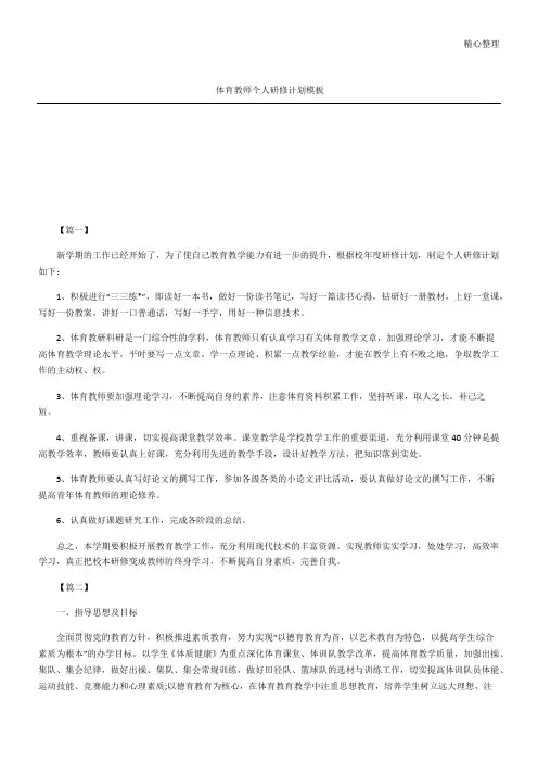体育教师个人研修计划
