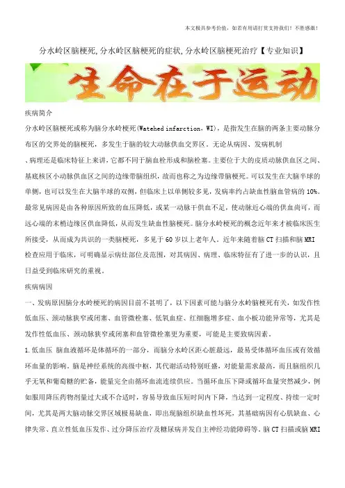 分水岭区脑梗死,分水岭区脑梗死的症状,分水岭区脑梗死治疗【专业知识】