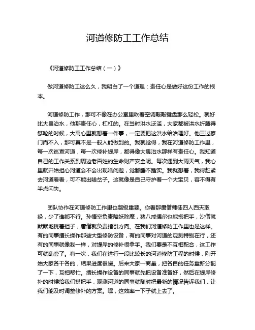 河道修防工工作总结