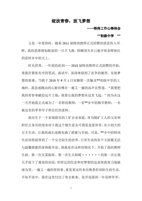 绽放青春,放飞梦想(特岗心得)