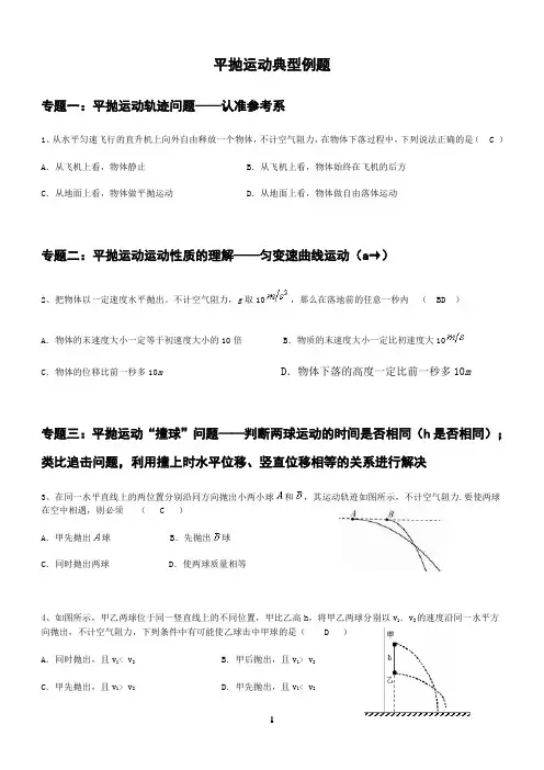 平抛运动的典型例题