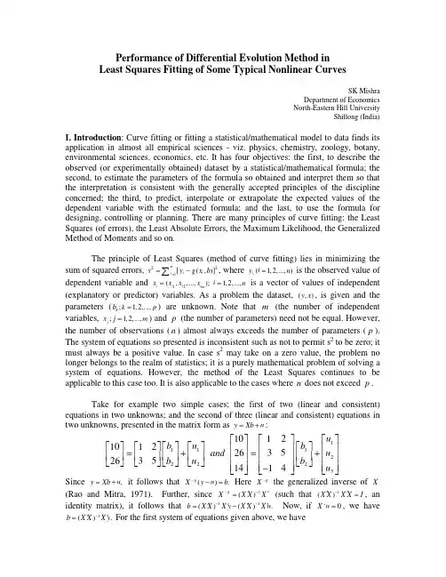 Performance of Differential Evolution Method in Least Squares Fitting of Some Typical Nonli