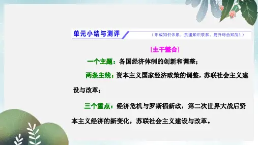 高考历史一轮总复习第十单元20世纪世界经济体制的创新和调整小结与测评课件新人教版