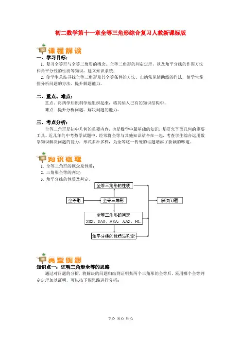 八年级数学 第十一章全等三角形综合复习 人教新课标版