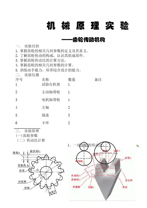 机械原理实验报告齿轮传动.docx