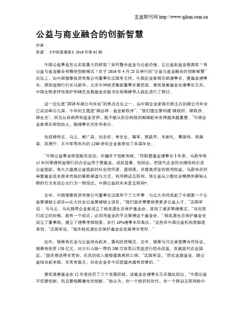 公益与商业融合的创新智慧