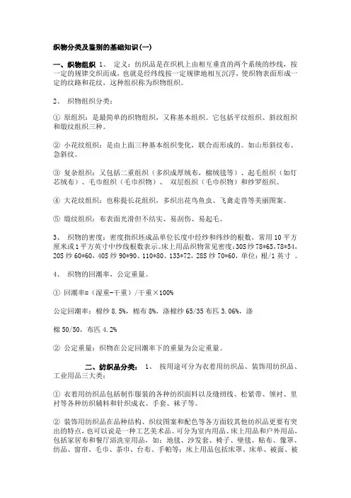 织物分类及鉴别的基础知识