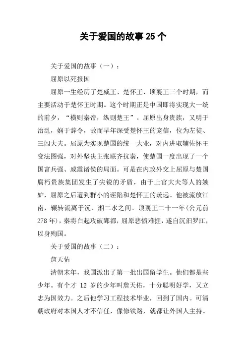 关于爱国的故事25个