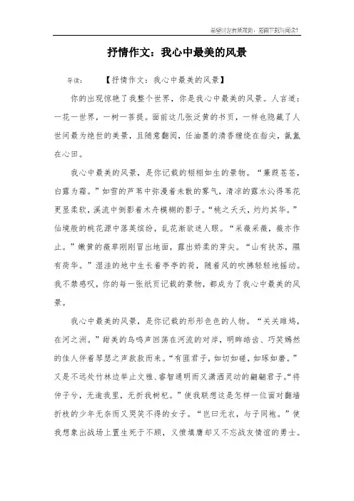抒情作文：我心中最美的风景