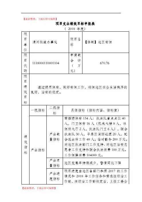 项目支出绩效目标申报表(完整资料).doc