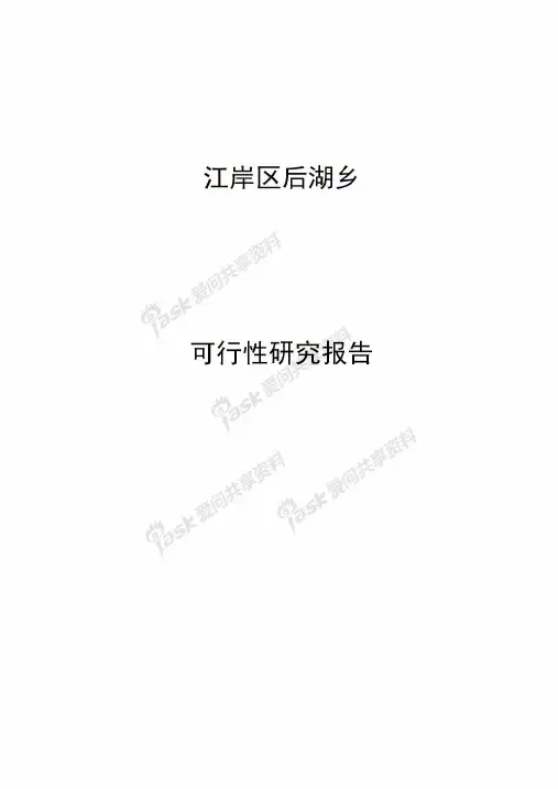 江岸区后湖乡项目建议书可行性研究报告申请报告