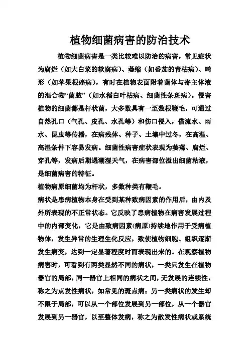 植物细菌病害的防治技术