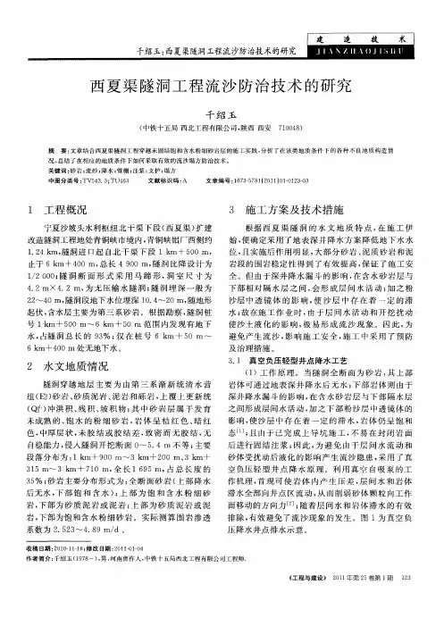 西夏渠隧洞工程流沙防治技术的研究