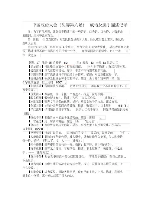 中国成语大会(决赛第六场)选手描述完整记录