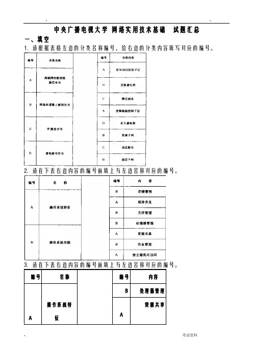 电大网络实用技术基础试题汇总