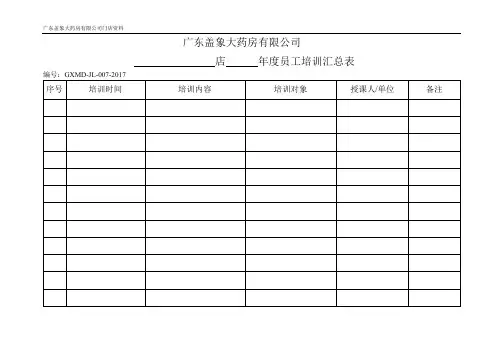 07员工培训汇总表