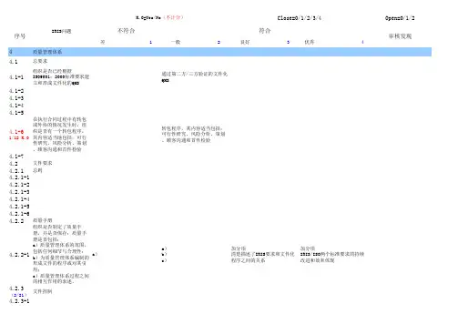 IRIS审核检查表