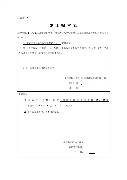 春节后复工报告