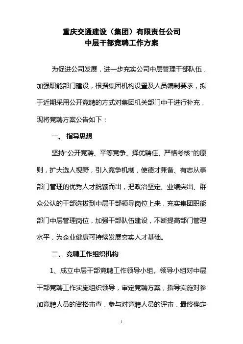 集团中层干部竟职方案