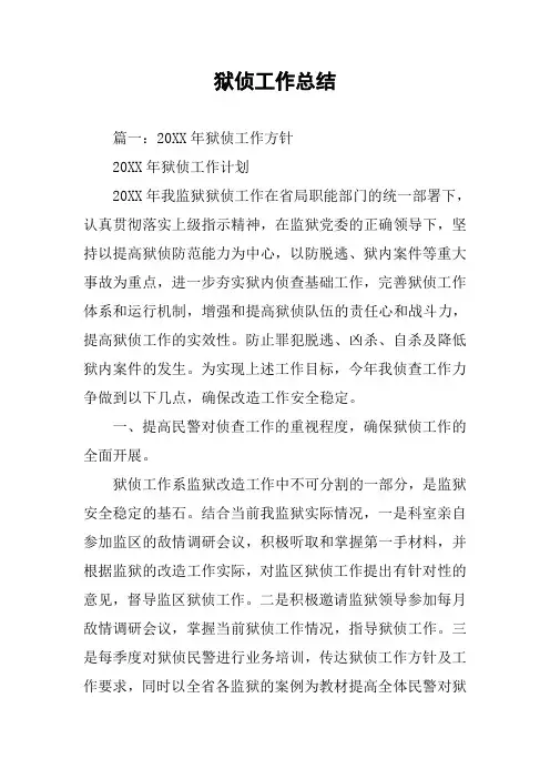 狱侦工作总结