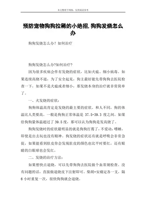 预防宠物狗狗拉稀的小绝招,狗狗发烧怎么办