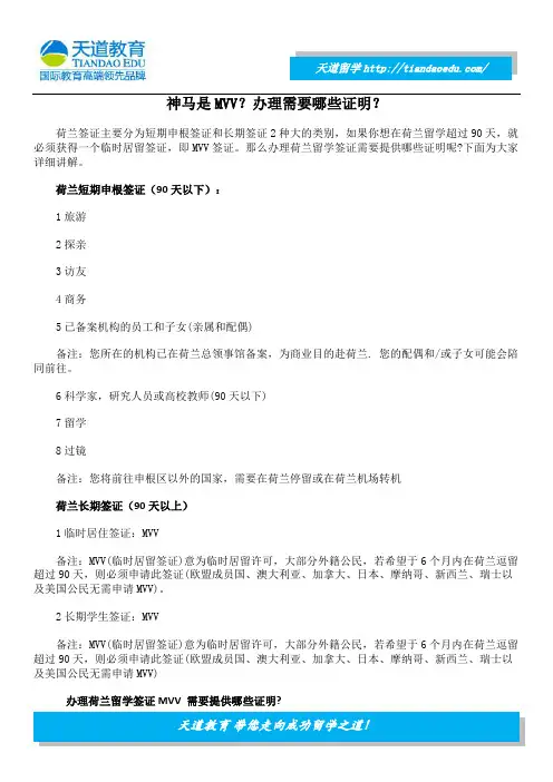 神马是MVV？办理需要哪些证明？
