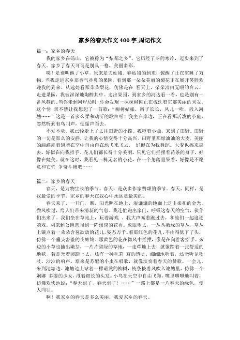 家乡的春天作文400字_周记作文